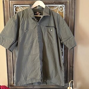 Harley-Davidson Men's Button Up Olive XL